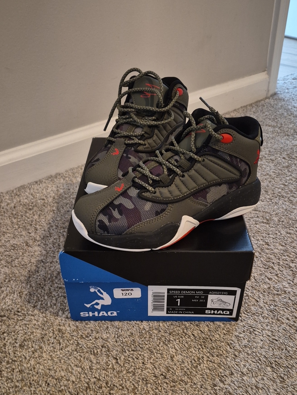 Speed Demon Mid Kid's Athletic Sneakers in Olive Green